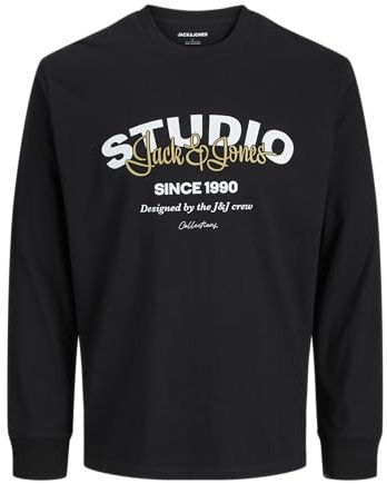 Jack & Jones Jjyuki tee LS Crew Neck BF, Negro, M