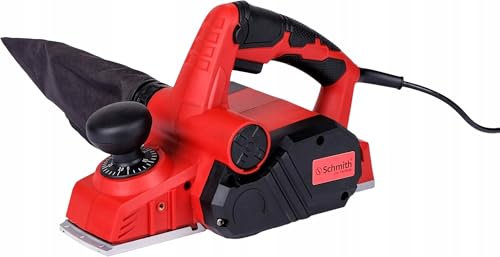 Schmith Pialletto Elettrico 900W 82mm con base in alluminio, blocco dell'interruttore, impugnatura SOFT, velocità 16000 giri/min, profondità piallatura 3mm per lavori di precisione