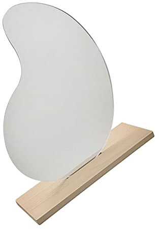 BELLIFFY Holz-dekor Schminkspiegel Unregelmäßige Form Hochauflösender Desktop Vanity Mirror Stabil Für Make-up Rasur Hautpflege Frauen