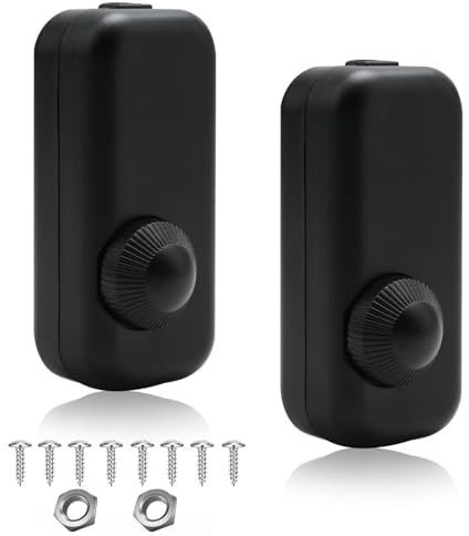 Vidacharmy Regolatore Dimmer per Lampadine LED 110-240V Dimmer Infinito 3-100 Watt Dimmer Rotativo Doppia Protezione di Sicurezza Nero 2PC