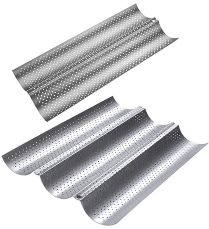 Hoement 2pcs Baguette Pan Two Bagette Home Cake Shop Wave Baking Tray Nonstick Baking Mold