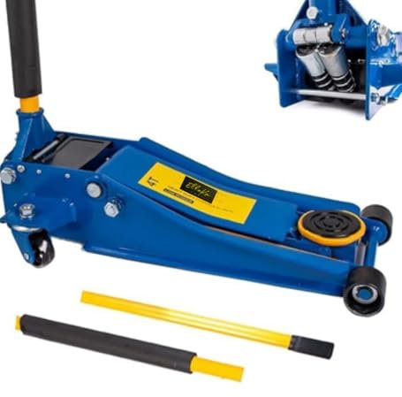 Cric Auto Sollevatore idraulico Crick Professionale 4t Ribassato Doppio Pistone, Ruote Bidirezionali a Cuscinetto