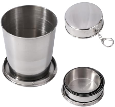 Bebochoi 250 ml Plegable Recorrido Que Dobla la Taza de Café, Copa Telescópico Acero Inoxidable, Taza de Viaje Plegable, para Viajes al Aire Libre Suministros para Acampar Taza Agua
