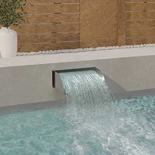 DFYOZX L Cascata in Acciaio Inox 304 - Argento, 45x34x14cm - Suoni d'Acqua rilassanti per stagni, Piscine, spazi Esterni - Durevole, Resistente al Cloro, Flusso costante,