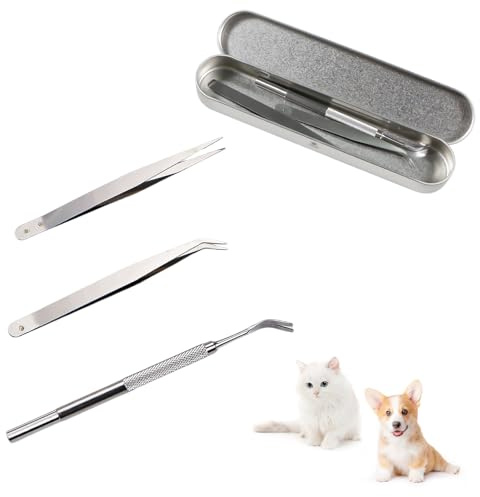 Bliceon Tick Remover Tools for Dogs, Stainless Steel Tick Removal Tool with Tweezers, Shovel, for Humans, Cats and Dogs Complete Tool Kit