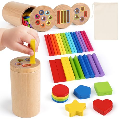 Vanplay Giocattolo Montessori 3-in-1 da Ordinare - Gioco Educativo per Bambini di 1, 2 e 3 Anni - Giocattolo per Motricità Fine e Sensoriale - Regalo per Ragazze e Ragazzi