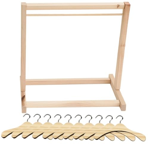 Didiseaon Großes Puppenkleiderbügel Satz Puppenzubehör 30x30x18cm Kleiderbügel Für Puppenkleider Mit 10 Kleiderhaken Für Puppenschrank Und Sortierung