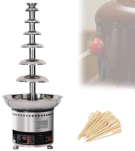 VzxCrue Fontaine à Fondue Au Chocolat en Acier Inoxydable, Cascade à Fondue Au Chocolat Commerciale à 5/6/7 éTages, pour Les Anniversaires 7Tiers