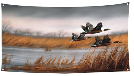 Jagd fliegende wilde Ente – Druck Festival Hintergrund Banner – UV-beständige Outdoor-Dekoration – für Messen und Gartenveranstaltungen – wiederverwendbare Veranstaltungsflagge