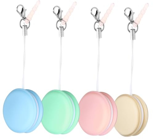 CONGARTENO Lingettes Nettoyantes Portable et Pratique Macaron pour Écran de Téléphone Silicone et PP Lot de 4 avec Mousqueton Couleur Aléatoire pour Tablettes et Ordinateurs Portables