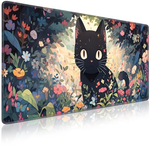 Mauspad XXL, Gaming Mauspad 900x400mm-Schreibtischunterlage Mousepad | Acezeek Großes Mouse Pad Vernähte Kanten und Wasserabweisend - Katze Mousepad für Gamer & Büro & PC Mouse Mat