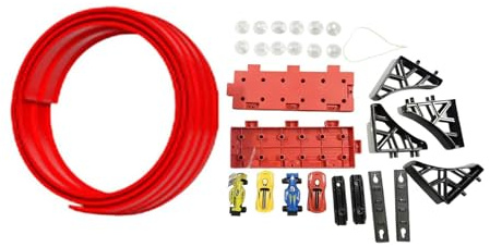 TAIZhiChen Flexible Rennbahn mit Modellautos und Saugnäpfen - DIY Rennbahn für Weihnachten - Rot 5m