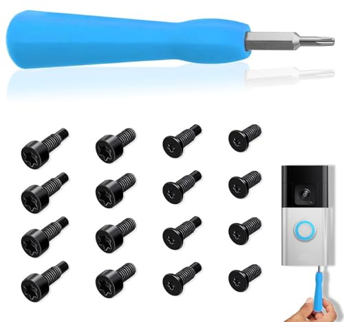 Ring Doorbell Screwdriver with 16 Pcs Screws, T6 T15 Head Screwdriver Replacement Screws, Ring Doorbell Removal Tool for Video Doorbell, Video Doorbell 2 Pro Elite