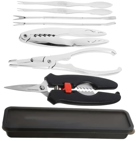 DIYEAH Pinza per Crostacei in Acciaio Inossidabile per Aprire Gusci di Granchio, Set Completo di Utensili per Mangiare Frutti di Mare Durante Feste di Bollitura
