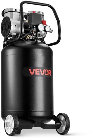 VEVOR Compressore d'Aria per Gonfiaggio da 50 Litri 1,5 KW, Pressione Massima 8 Bar, Serbatoio del Compressore d'Aria Senza Olio, Portatile su Ruote per Riparazioni Auto, Gonfiaggio Pneumatici