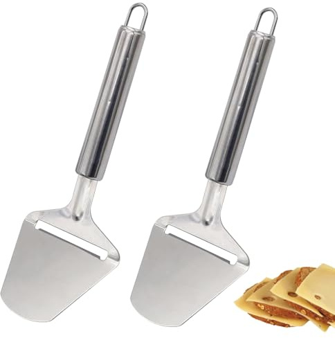 MmotZsb 2 Stück Käsehobel, Käseschneider und Käsemesser aus rostfreiem Edelstahl, für Käse und Schokolade, mit Aufhängedesign für Küche und Party, 22 x 7,5 cm