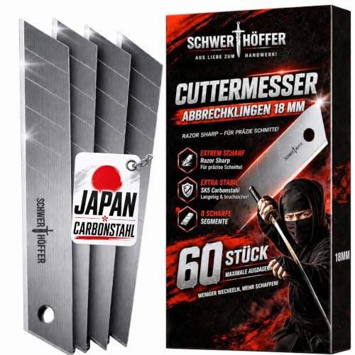 Schwerthöffer 60x Cutterklingen 18 mm – gehärteter Stahl