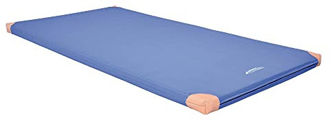 Grevinga Turnmatte 200×100×6 cm – Leichtturnmatte mit Lederecken, rutschfest & robust – Gymnastikmatte für Kinder, Sport & Reha – Blau