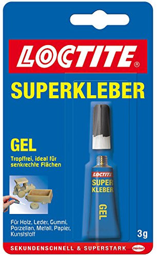 Loctite Superkleber Gel, extra starker & flexibler Sekundenkleber, stoß- & wasserresistentes Sekundenkleber Gel für z.B. Gummi, Leder, Holz, 1 x 3 g