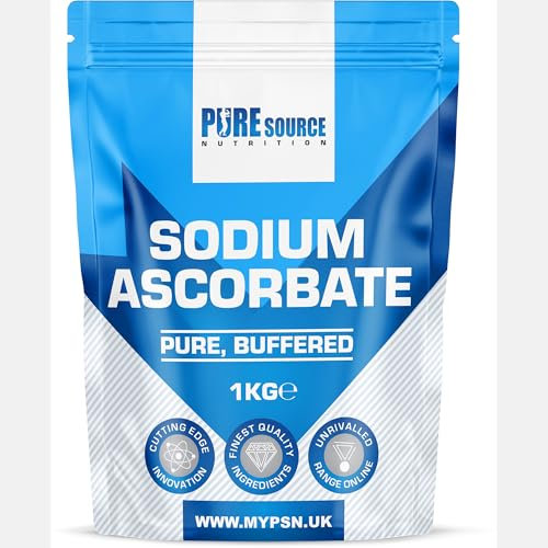 Pure Source Nutrition Pure Sodium Ascorbate Food Buffered Vitamin C L Ascorbic Acid Powder Food Grade 1kg / 1000g Vegan Supplements