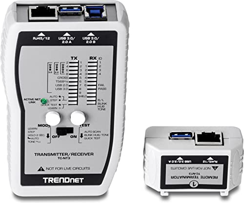 TRENDnet, TC-NT3, Tester per Cavi VDV & USB, Grigio