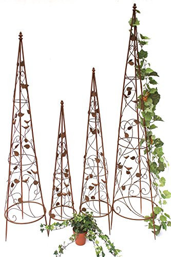 DanDiBo Support pour Plantes grimpantes Pyramide 082547 Métal Set de 4 Set 95, 118,142, 164cm Support pour Plantes grimpantes Treillis