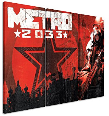 Bilderwelten Leinwandbild 3 teilig Metro_2033_3x90x40cm (Gesamt 120x90cm) _Ausführung schöner Kunstdruck auf echter Leinwand als Wandbild auf Keilrahmen