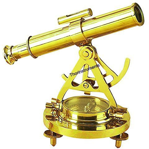 Thor Instruments.Co Alidade Teleskop mit Kompass, Messing antik, Sammlerstück
