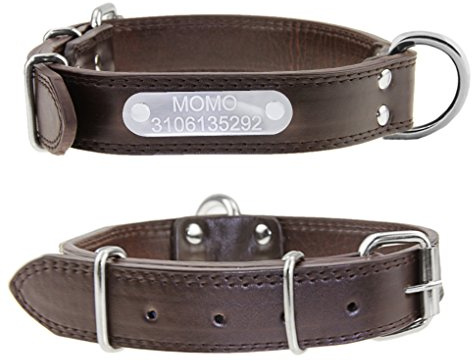Hundehalsband mit Name Gravur Personalisierte Hunde Haustier Echtes Leder Halsband Haustiername und Telefonnummer Marke Braun