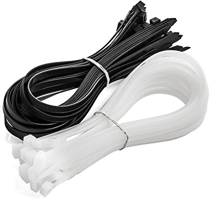 MutecPower Kabelbinder 50cm lang Schwarz & Weiß Nylon 20-Pack Schwerlast Hält 80kg - 8.8x500mm