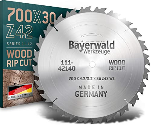Bayerwald - HM Kreissägeblatt - Ø 700 mm x 4,2 mm x 30 mm | Wechselzahn (42 Zähne) | grobe, schnelle Zuschnitte - Brennholz & Holzwerkstoffe | für Tischkreissägen, Formatkreissäge & Wippkreissägen