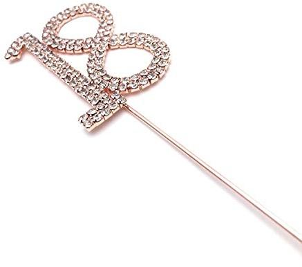World of Sparkles 6cm Cake Toppers with Silver Diamante Rhinestones Diamonds and Rose Gold Base for Anniversary, Birthday Kids Children Adults Party -18 No