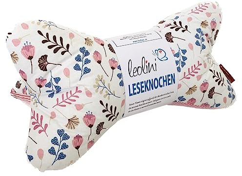 Leolini Personalisierbarer Leseknochen Lesekissen Nackenkissen Rückenkissen handgemacht Streublumen rosa