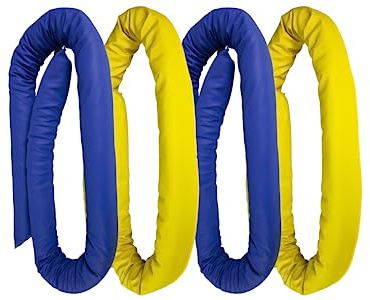 NUR Amazon Longier-Hilfe für Pferde aus Kunstleder, 4er Set, 2X blau - 2X gelb, 1,8m lang