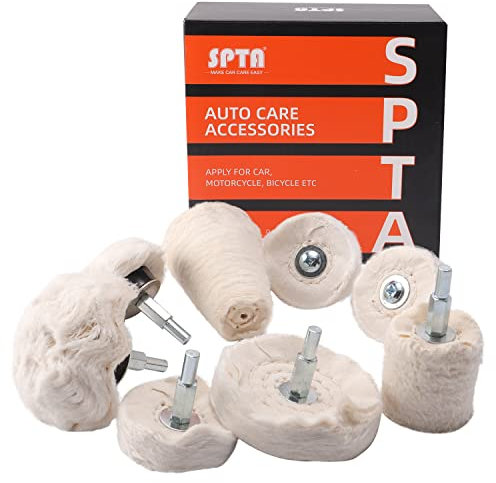 Disco lucidante per trapano, SPTA 8Pcs rotella di lucidatura di Panno di cotone di cera Di Lucidatura Cotton Mop Rotella Rilievo Per Auto, Alluminio, Gioielli, Chrome, Ceramica, Acciaio Inossidabile