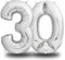 envami® Globo Número Plata - 100 cm - Vuela con Helio - Globo Número Cumpleaños - Decoración de Cumpleaños (30 Solo)