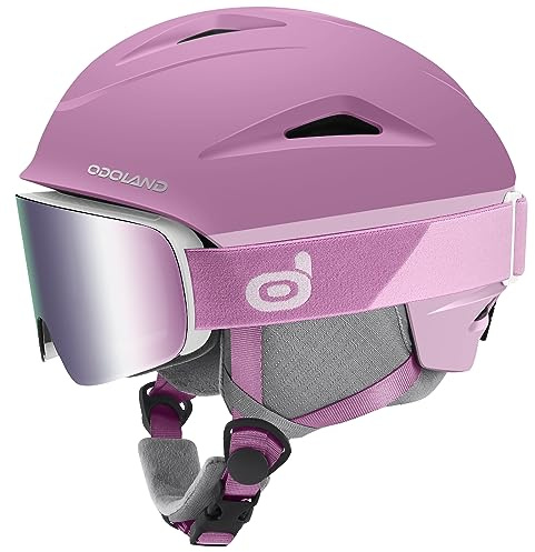 Odoland Skihelm und Skibrille Set Snowboardhelm mit Snowboardbrille für Damen und Herren und Jugend Ski Goggles UV 400 Schutz Windwiderstand Snowboard Brille zum Skifahren und Bergsteigen