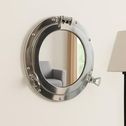 Melody Maison Silver Metal Porthole Mirror 28cm x 28cm