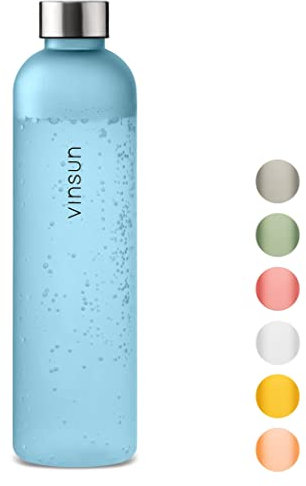VINSUN Trinkflasche 650ml blau - wiederverwendbar nachhaltig, Kohlensäure geeignet, BPA frei, Tritan - Sport Flasche für Outdoor, Schule, Uni, Fahrrad, Büro, Gym