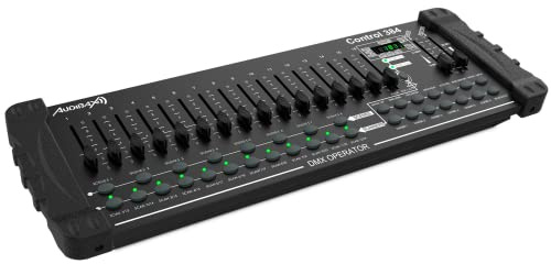 Audibax Control 384 - Controller DMX a 384 Canali - Controllo di 24 Apparecchi con 16 Canali DMX - Attivazione di Scene Tramite Suono, Manuale o Auto - Programmazione di Sequenze e Sequenze sui Fader