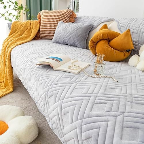 WYJHNLBEDC Sofa/Couch überzug, Sofabezug L Form/U Form/Ecksofa 3/2/1 Sitzer, Sofa überwurfdecke, Warmer Super Weicher Samt Sofaschoner Decken rutschfest, Sofaschutz Decke Hund Kratzschutz Katze