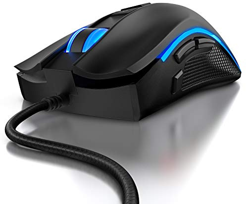 CSL - Kabelgebundene Gaming-Maus mit Optischem Sensor mit 200 bis 12400 DPI, 8 programmierbare Tasten, Ergonomischer Formfaktor, 12 RGB Lichtmodi, Schwarz