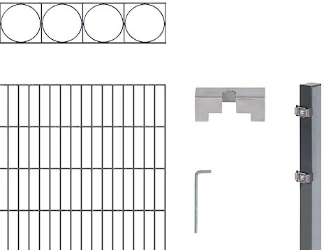 Alberts 668013 Doppelstabmattenzaun »Oslo« als 7 tlg. Zaun-Komplettset | verschiedene Längen und Höhen | kunststoffbeschichtet, anthrazit | Höhe 160 cm | Länge 2 m