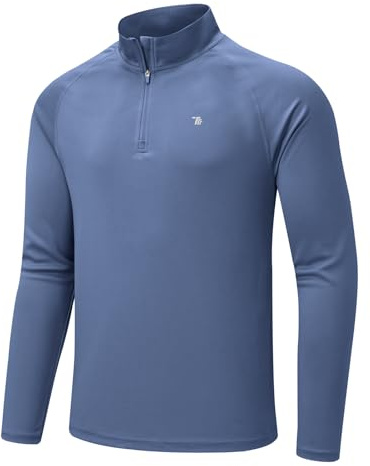 donhobo Herren Sportshirt Langarm UV Schutz Shirts mit 1/4 Zip | Atmungsaktiv, Schnelltrocknend, Outdoor Funktionsshirt, UPF 50+ Rashguard T-Shirt für Fitness Wandern Laufen Angeln