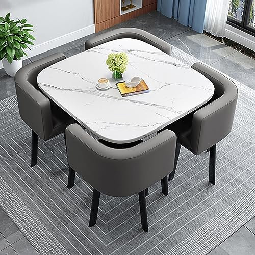 Esstisch Set, Bürotisch und Stuhl-Set, kleiner Konferenztisch, Küchen- und Esstisch, Empfangstisch und Stuhl-Kombination, Verhandlungstisch, für Zuhause, Wohnzimmer, Balkon, Café, Pausenraum, Büro ( C