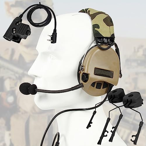 Earmuffs Version Chasse Tir Casque Anti-Bruit +U94 PTT+ Support pour Casque Tactique (Color : T)