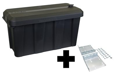 Deichselbox Daken Blackit Lite, Werkzeugkasten, Gurtkiste, Anhängerbox, Staukiste, Daken B24-1 + Horizontaler Halter HH441, Edelstahlhaus GmbH