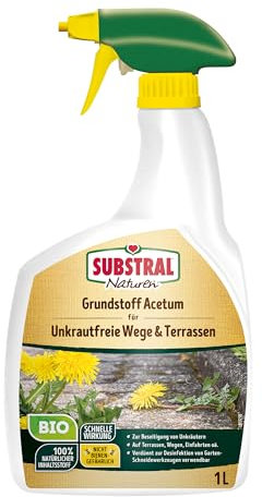 Substral Naturen Grundstoff Acetum, 1L Spray, unterstützt die Unkrautbeseitigung auf Wegen, Terrassen oder Hauszufahrten, grün