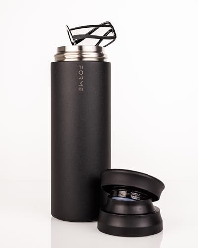 FORME - Blender Shaker Bottle, Leakproof Double Insulated Stainless Steel, Noiseless Shaker Bottle for Hot & Cold Drinks, Ideal for Protein & Supplement Shakes (Charcoal, 23.7 ounces)