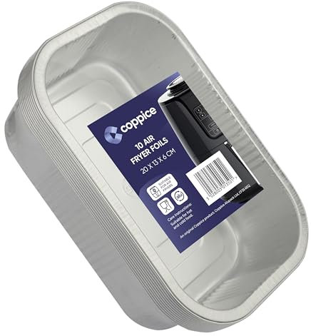 Coppice Strong Rectangular Aluminium Foil Tray for Air Fryer, Roasting, Grilling, BBQ & Food Storage | Freezer, Microwave & Oven Safe | 20cm x 13cm x 6cm (10 Containers)